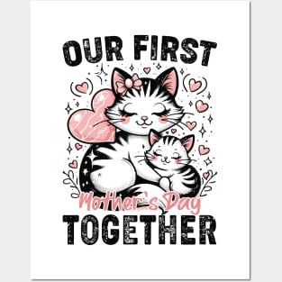 Mother's Day, Our First Mother's Day Together Cat Design Posters and Art